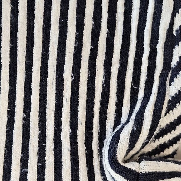 Theory Medium Stripe Blue White Stripe Jacket Asleen Geometric Knit Zip Blazer - Picture 6 of 11